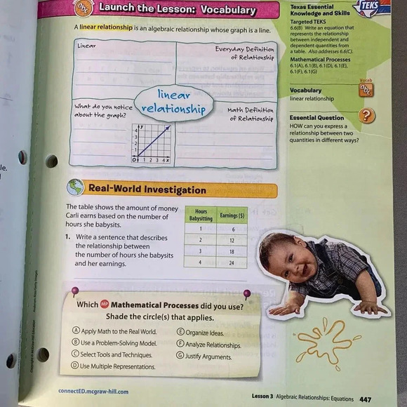 Glencoe TEKS Math Course 1 Vol. 2 Grade 6 McGraw Hill Education Paperback 2015 - Picture 8 of 11